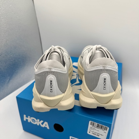 NWT Hoka Mach X 2 U Unisex in White / Cosmic Grey Sneakers Running Shoes NEW - Picture 13 of 16